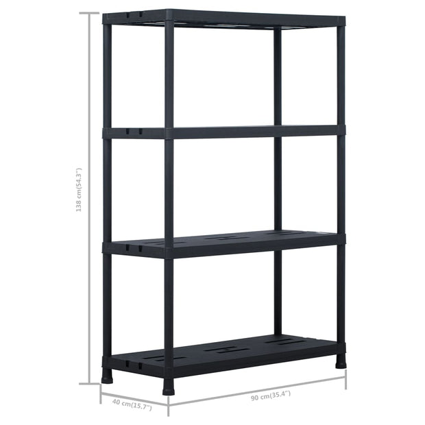 Storage Shelf Racks 2 pcs Black 485 lb 35.4"x15.7"x54.3" Plastic