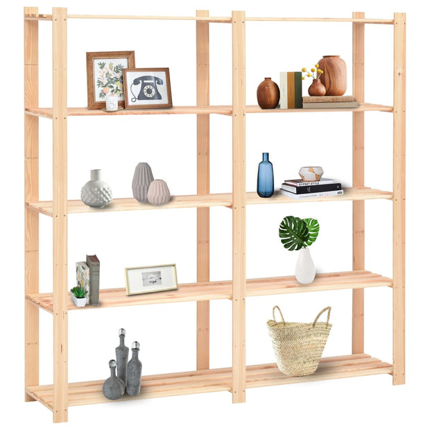 5-Tier Storage Rack 66.9"x15"x66.9" Solid Pinewood 1102.3 lb