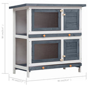 Outdoor Rabbit Hutch 4 Doors Gray Wood