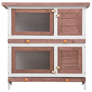 Outdoor Rabbit Hutch 4 Doors Brown Wood