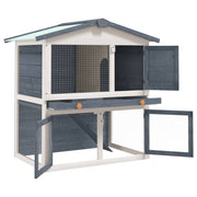 Outdoor Rabbit Hutch 3 Doors Gray Wood