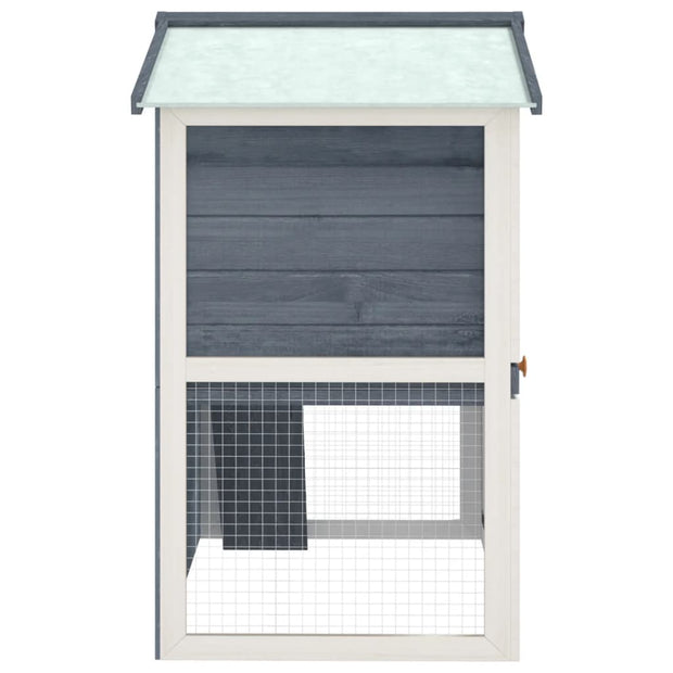 Outdoor Rabbit Hutch 3 Doors Gray Wood