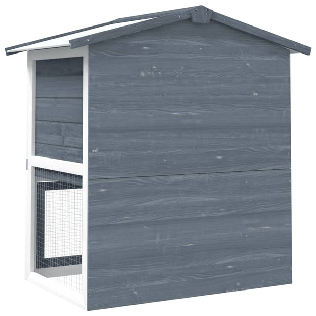 Outdoor Rabbit Hutch 3 Doors Gray Wood