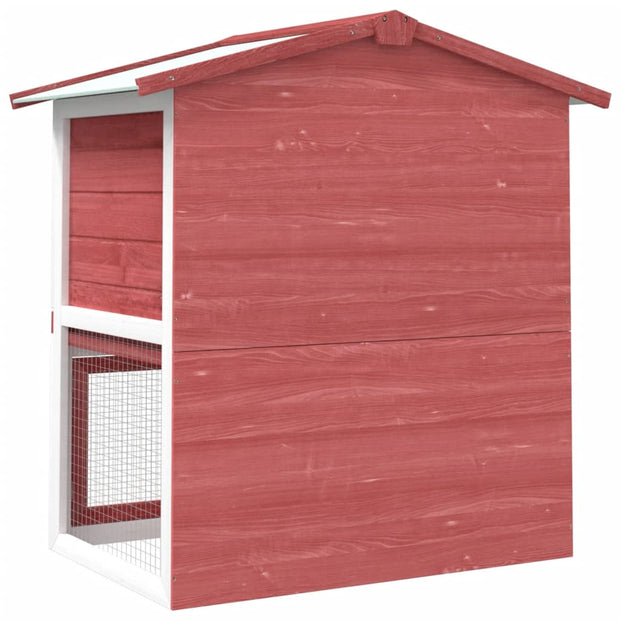 Outdoor Rabbit Hutch 3 Doors Red Wood