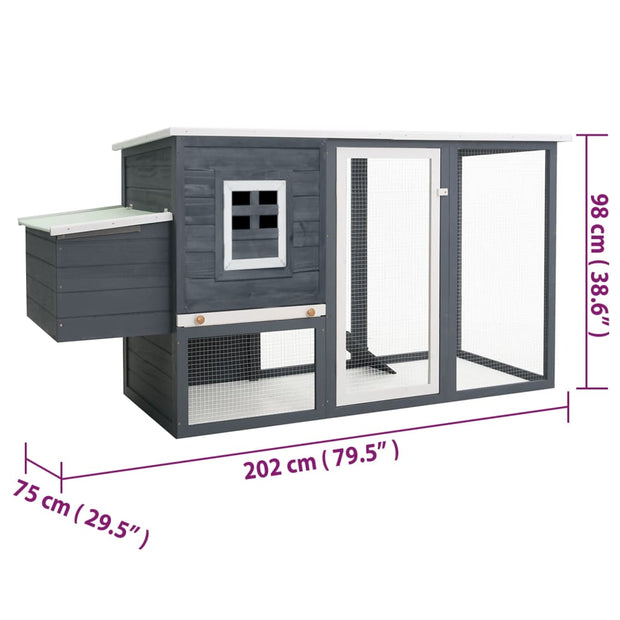 Outdoor Chicken Cage Hen House with 1 Egg Cage Gray Wood