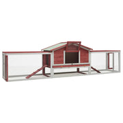 Rabbit Hutch Red 122"x27.6"x34.3" Solid Pine & Fir Wood