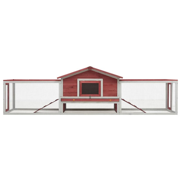 Rabbit Hutch Red 122"x27.6"x34.3" Solid Pine & Fir Wood