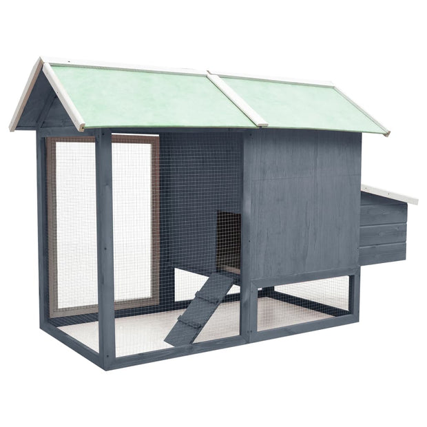 Chicken Cage Gray 66.9"x31.9"x43.3" Solid Pine & Fir Wood