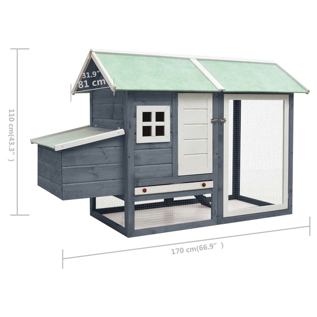 Chicken Cage Gray 66.9"x31.9"x43.3" Solid Pine & Fir Wood