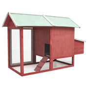 Chicken Cage Red 66.9"x31.9"x43.3" Solid Pine & Fir Wood