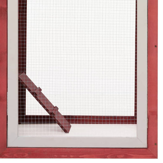 Chicken Cage Red 66.9"x31.9"x43.3" Solid Pine & Fir Wood