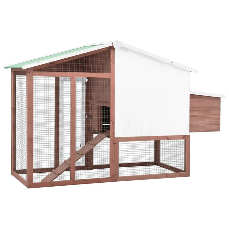 Chicken Coop with Nest Box Mocha and White Solid Fir Wood