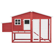 Chicken Coop with Nest Box Red and White Solid Fir Wood