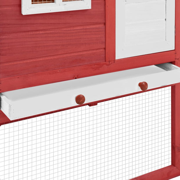 Chicken Coop with Nest Box Red and White Solid Fir Wood