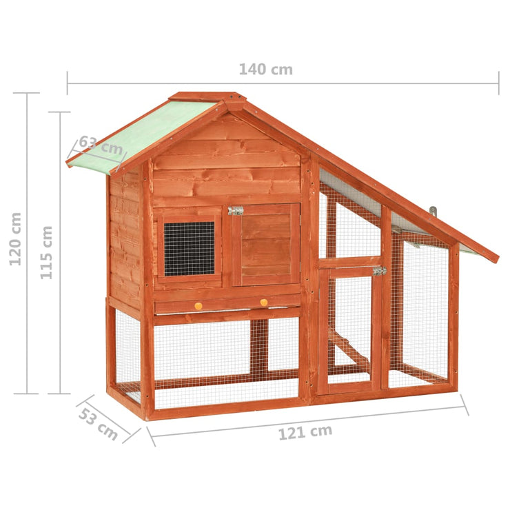 Rabbit Hutch 55.1"x24.8"x47.2" Solid Firwood