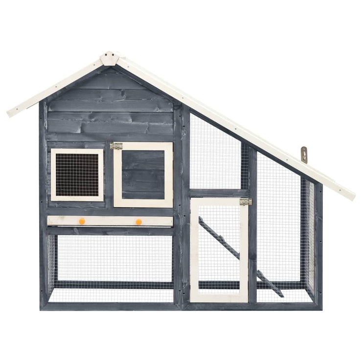 Rabbit Hutch Gray and White 55.1"x24.8"x47.2" Solid Firwood