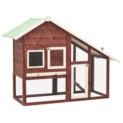 Rabbit Hutch Mocha and White 55.1"x24.8"x47.2" Solid Firwood