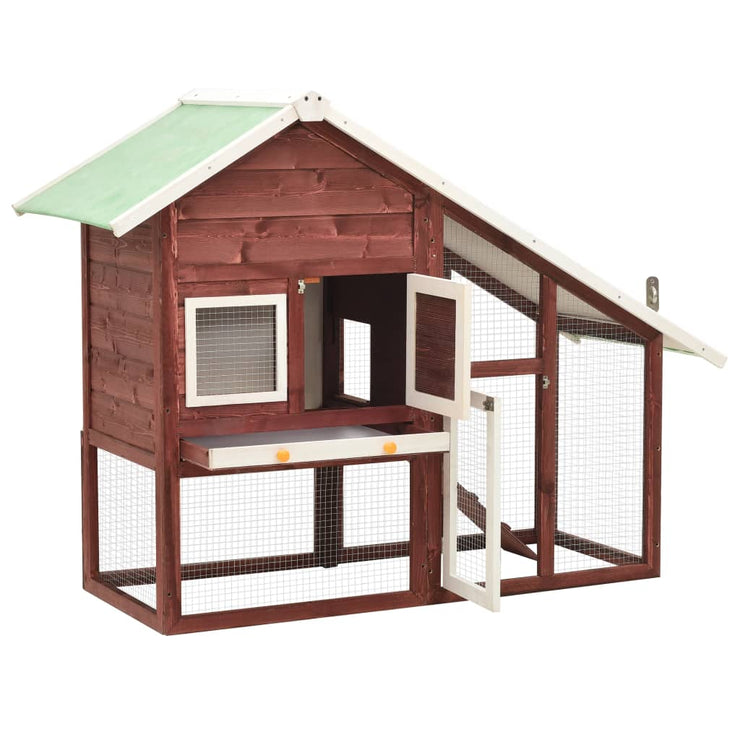 Rabbit Hutch Mocha and White 55.1"x24.8"x47.2" Solid Firwood