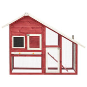 Rabbit Hutch Red and White 55.1"x24.8"x47.2" Solid Firwood