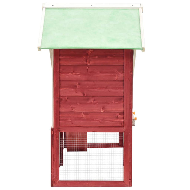 Rabbit Hutch Red and White 55.1"x24.8"x47.2" Solid Firwood