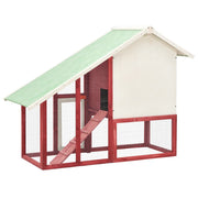 Rabbit Hutch Red and White 55.1"x24.8"x47.2" Solid Firwood