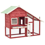 Rabbit Hutch Red and White 55.1"x24.8"x47.2" Solid Firwood