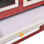 Rabbit Hutch Red and White 55.1"x24.8"x47.2" Solid Firwood