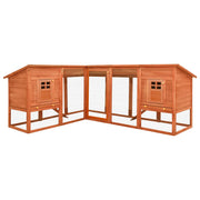 Outdoor Rabbit Hutch with Run Brown Solid Fir Wood