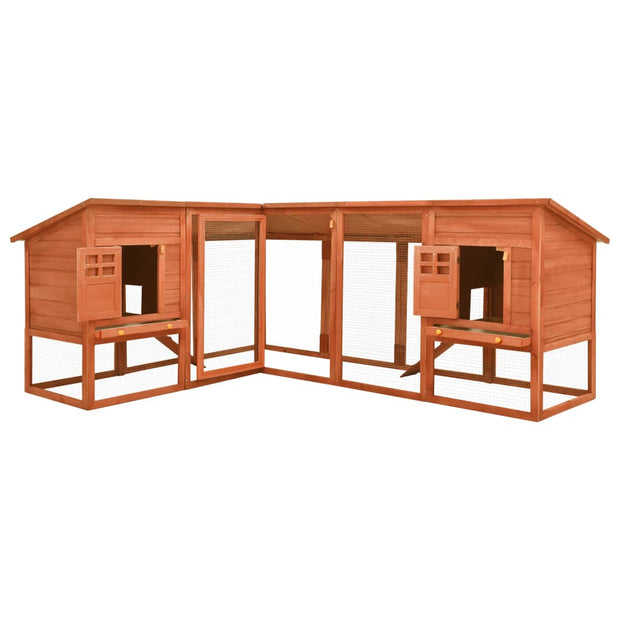 Outdoor Rabbit Hutch with Run Brown Solid Fir Wood