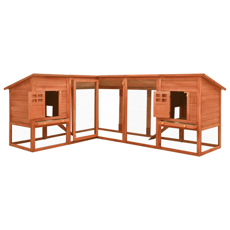 Outdoor Rabbit Hutch with Run Brown Solid Fir Wood