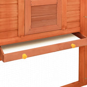 Outdoor Rabbit Hutch with Run Brown Solid Fir Wood