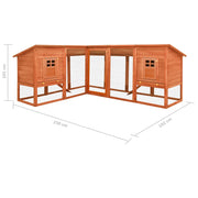 Outdoor Rabbit Hutch with Run Brown Solid Fir Wood