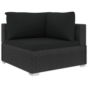 9 Piece Patio Lounge Set with Cushions Poly Rattan Black