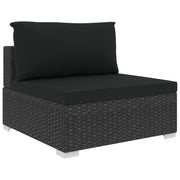 9 Piece Patio Lounge Set with Cushions Poly Rattan Black