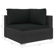 9 Piece Patio Lounge Set with Cushions Poly Rattan Black