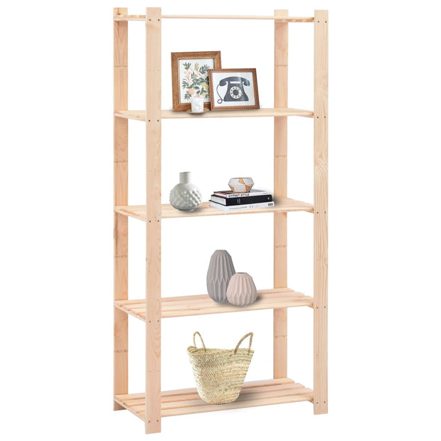 5-Tier Storage Racks 2 pcs 31.5"x15"x66.9" Solid Pinewood 551.2 lb