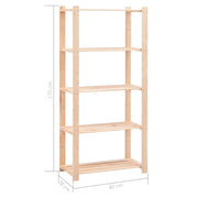 5-Tier Storage Racks 2 pcs 31.5"x15"x66.9" Solid Pinewood 551.2 lb