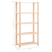 5-Tier Storage Racks 2 pcs 31.5"x15"x66.9" Solid Pinewood 551.2 lb