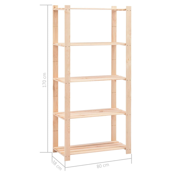 5-Tier Storage Racks 3 pcs 31.5"x15"x66.9" Solid Pinewood 551.2 lb