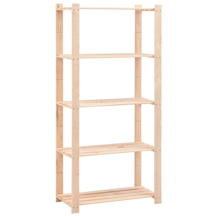 5-Tier Storage Racks 5 pcs 31.5"x15"x66.9" Solid Pinewood 551.2 lb