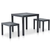 Patio Table with 2 Benches Plastic Anthracite