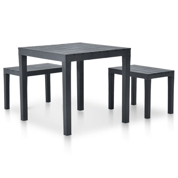 Patio Table with 2 Benches Plastic Anthracite