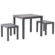 Patio Table with 2 Benches Plastic Brown