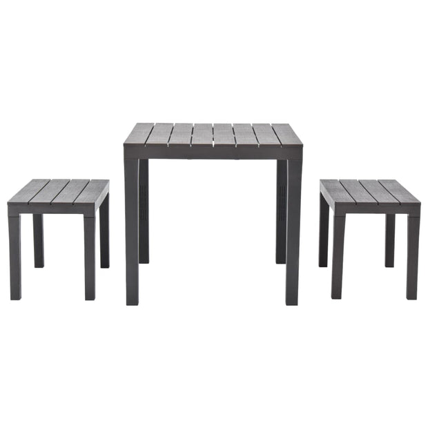 Patio Table with 2 Benches Plastic Brown