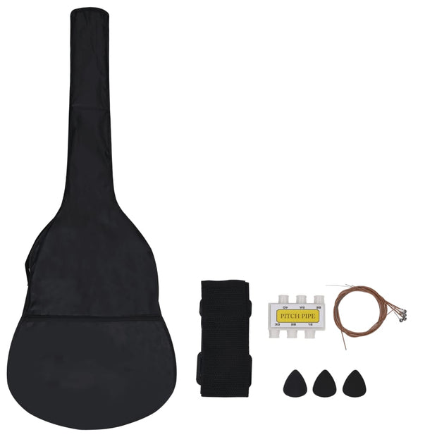 8 Piece Classical Guitar Beginner Set Black 3/4 36"