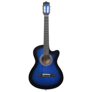 Western Classical Cutaway Guitar with 6 Strings Blue Shaded 38"