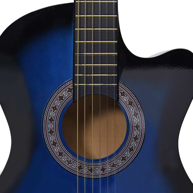 Western Classical Cutaway Guitar with 6 Strings Blue Shaded 38"