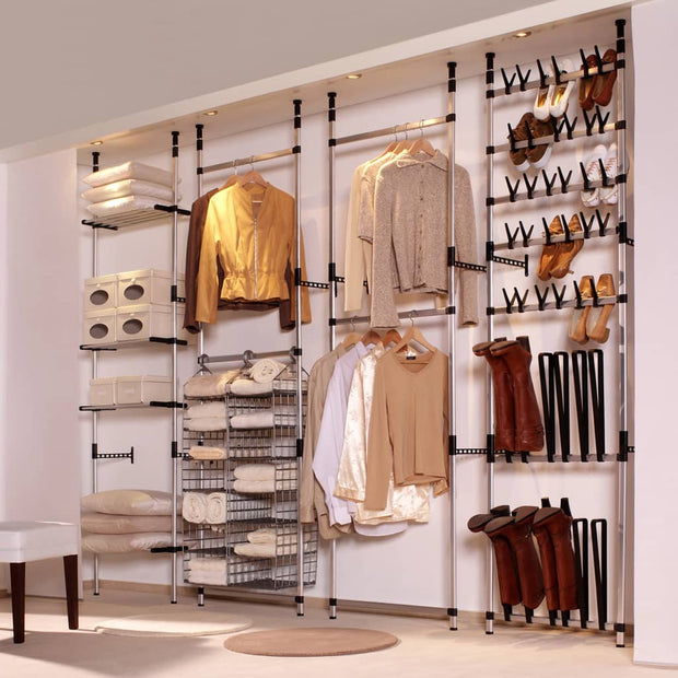 Telescopic Wardrobe System with Shelves Aluminum