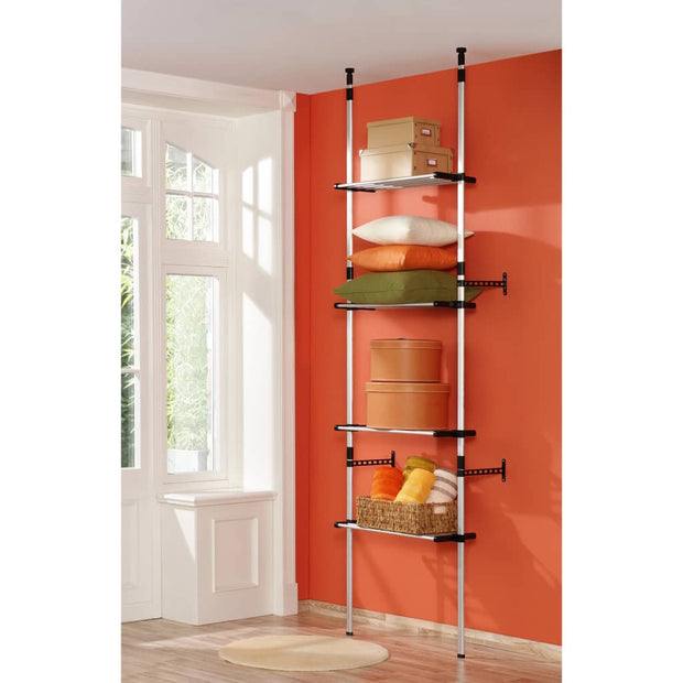 Telescopic Wardrobe System with Shelves Aluminum