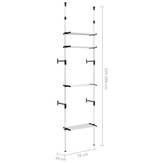 Telescopic Wardrobe System with Shelves Aluminum